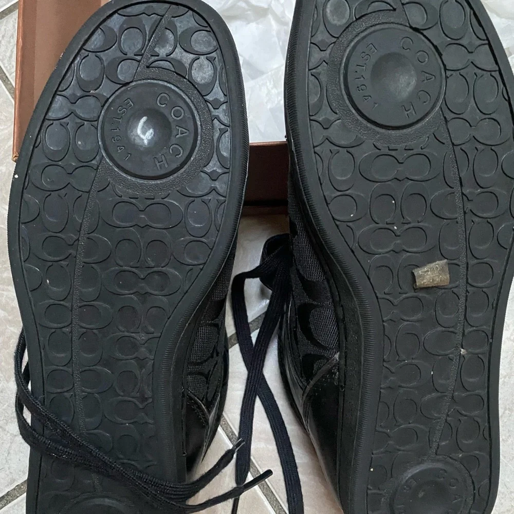 Coach Black Signature High-Top Sneakers with Logo Print